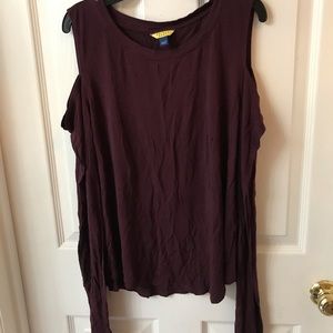 maroon cold shoulder top
